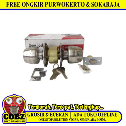 D 6.5 CM / BLOSSOM 5831SS-ET Kunci Handle Pintu Bulat Kamar Mandi Stainless SilveR Set