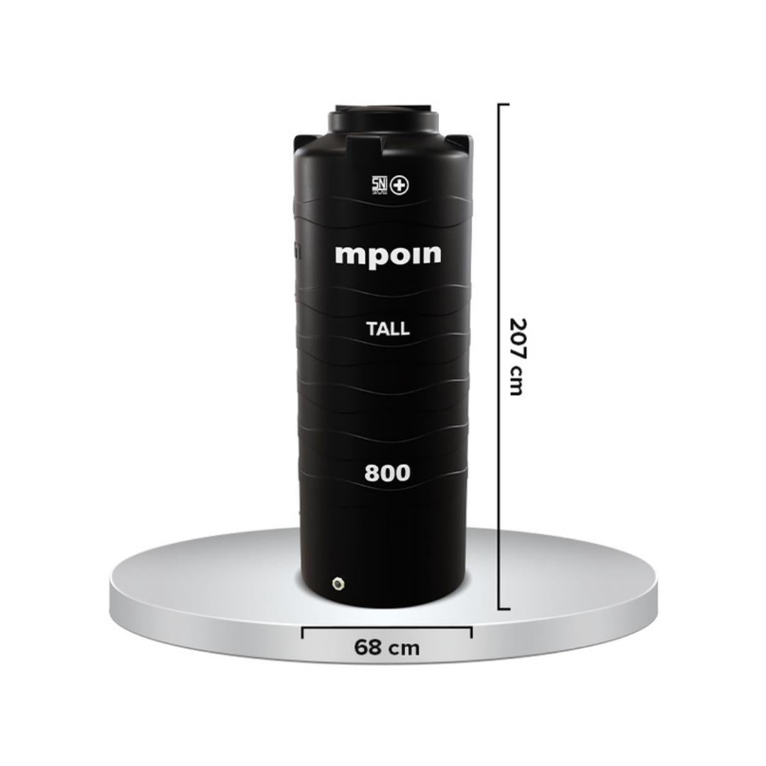 840 L / MPOIN + TALL T800 Water Torrent Tangki Tandon Air PVC Hitam + Acc Set