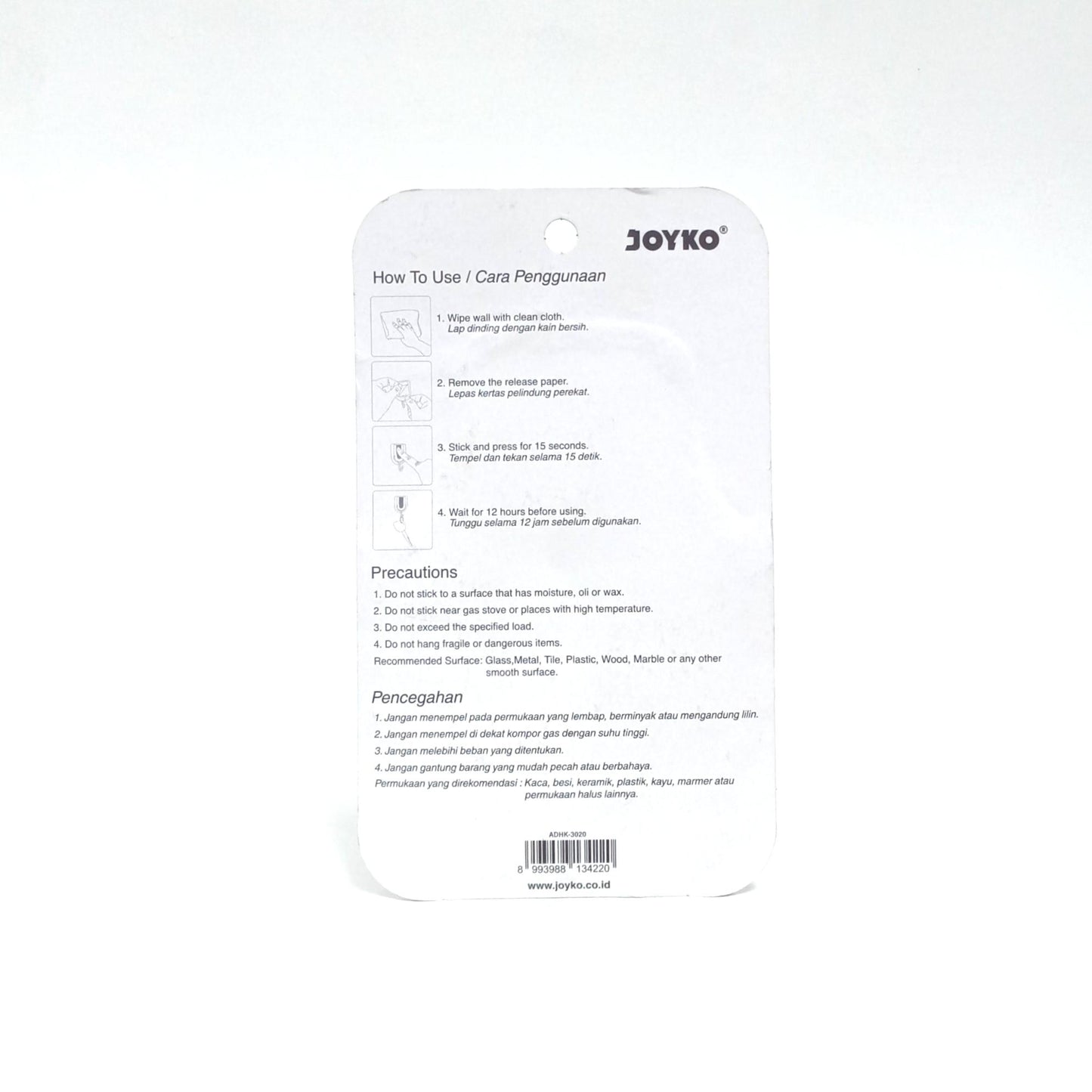 JOYKO ADH-3020 Kapstok Cantel Gantungan Baju Dinding Mini PVC Set