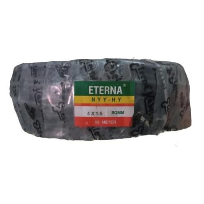 4 INTI x 1.5 MM x 50 M / ETERNA NYYHY Serabut Kabel Tembaga SNI Hitam Roll
