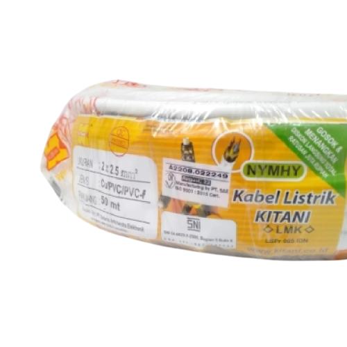 2 INTI x 2.5 MM x 50 M / KITANI NYMHY Serabut Kabel Tembaga SNI Putih Roll