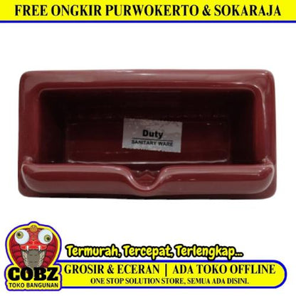 22 CM x 11 CM x 7.2 CM / DUTY SH - 22 Tempat Sabun Tanam Dinding Keramik Maroon