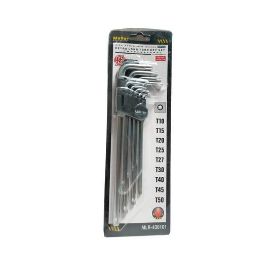 10 MM-50 MM / MOLLAR Kunci L Bintang Torx Key Gagang Panjang 9 Pcs Set