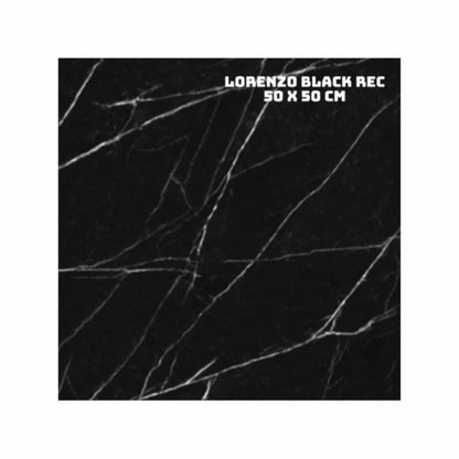 50 CM x 50 CM / PLATINUM LORENZO Keramik Lantai Rumah Glossy Black Dus
