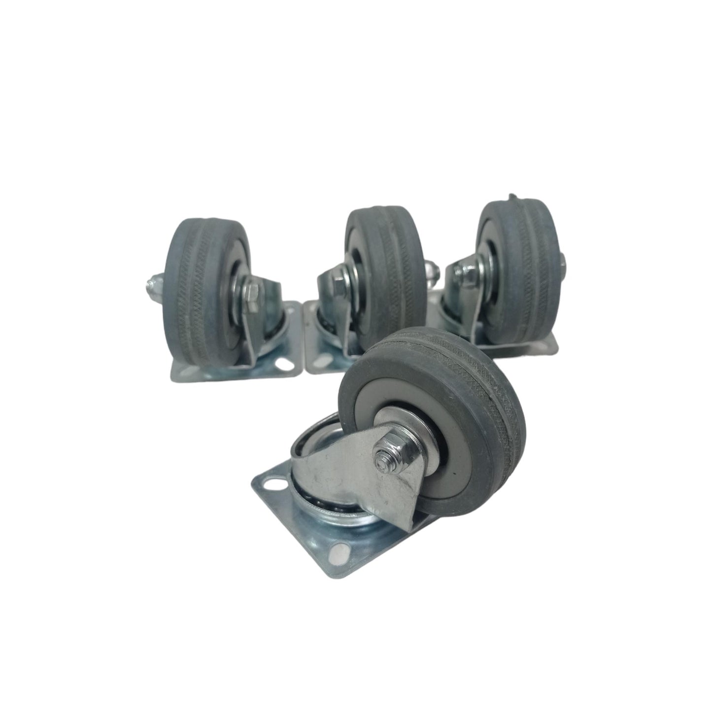 2 IN / FUKUDA Roda Hidup Trolly Gepeng Plat 50 MM Karet Abu abu 4 Pcs Dus