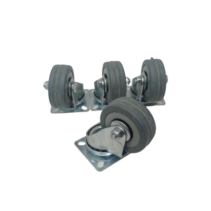 2 IN / FUKUDA Roda Hidup Trolly Gepeng Plat 50 MM Karet Abu abu 4 Pcs Dus