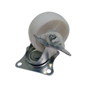 2 1/2 IN / TM  Roda Hidup Trolly Rem Plat Nylon Putih Rem