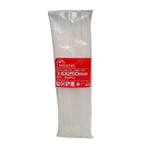 3.6 MM x 250 MM / MIKOTEK Kabel Cable Ties Tali Ripet 25 CM Putih Pack