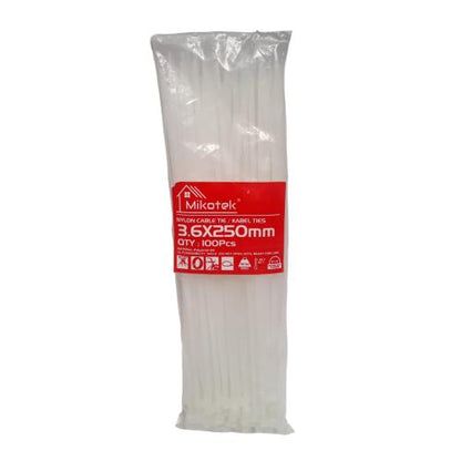3.6 MM x 250 MM / MIKOTEK Kabel Cable Ties Tali Ripet 25 CM Putih Pack