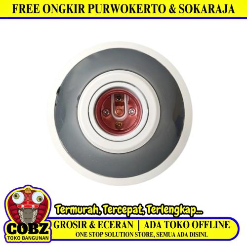 DEXTA Fitting Tempat Lampu Plafon Atap Tempel Bulat Besar Abu - Abu