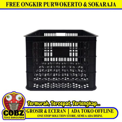 630 MM x 520 MM x 370 MM / TALUPLAS S4-001 Krat Industri Keranjang Buah Rongga Black