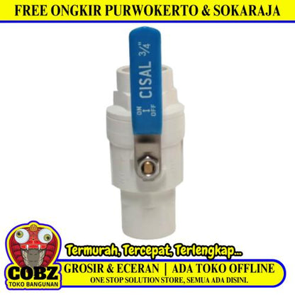 3/4 IN / CISAL Stop Kran Polos Ball Valve Engkol Plastik PVC