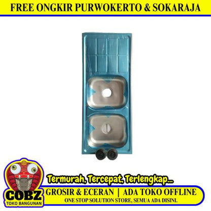 120 CM x 50 CM x 11 CM / METRO Bak Cuci Piring Washbak 2 Lubang + Acc Set