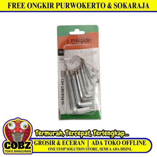 1.5 MM - 10 MM / FUKUDA Kunci L Hexagon Rata Pendek Wrench Screw 10 Pcs Set