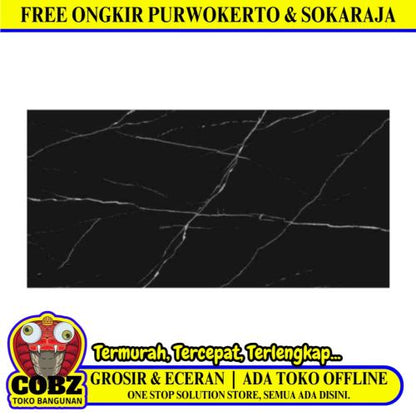 60 CM x 120 CM / SERENITY PARIS BLACK Dinding Kamar Mandi Glossy Dus