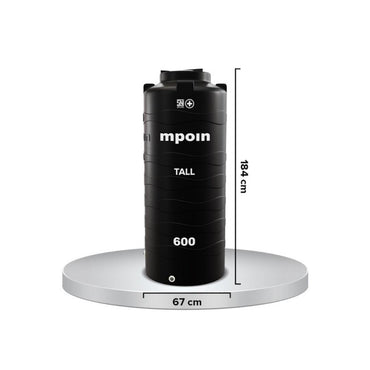 620 L / MPOIN + TALL TW600 Water Torrent Tangki Tandon Air PVC Hitam + Acc Set