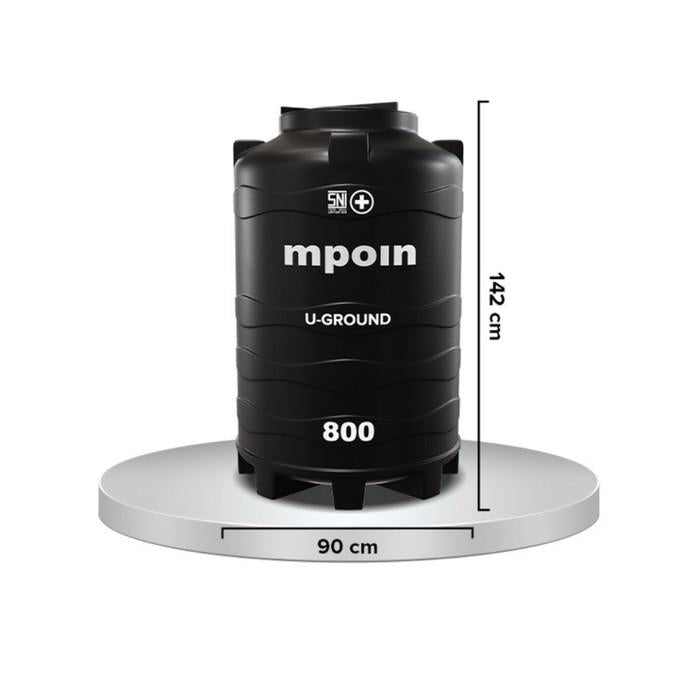 670 L / MPOIN + UGROUND UG800 Water Torrent Tangki Tandon Air PVC HItam + Acc Set