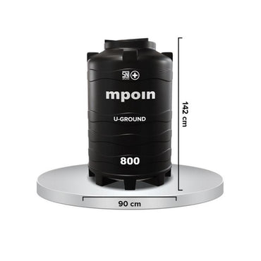 670 L / MPOIN + UGROUND UG800 Water Torrent Tangki Tandon Air PVC HItam + Acc Set