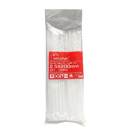 2.5 MM x 200 MM / MIKOTEK Kabel Cable Ties Tali Ripet 20 CM Putih Pack