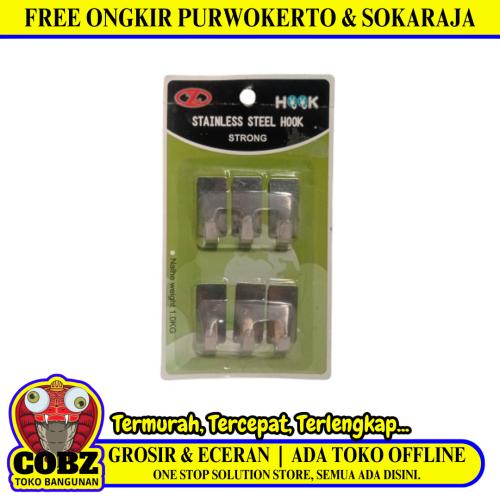HOOK STRONG Kapstok Cantel Gantungan Baju Dinding Mini Stainless Set