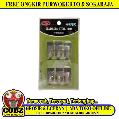 HOOK STRONG Kapstok Cantel Gantungan Baju Dinding Mini Stainless Set