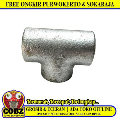 1/2 IN / G Tee Drat Dalam Faucet Tee Fitting Pipa Besi