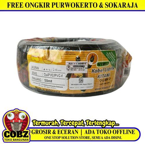 2 Inti x 0.75 MM x 50 M / KITANI NYMHY Serabut Kabel Tembaga SNI Hitam Roll