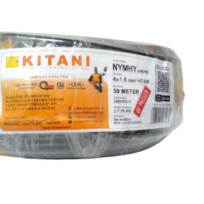 4 INTI x 1.5 MM x 50 M / KITANI NYMHY Serabut Kabel Tembaga SNI Hitam Roll