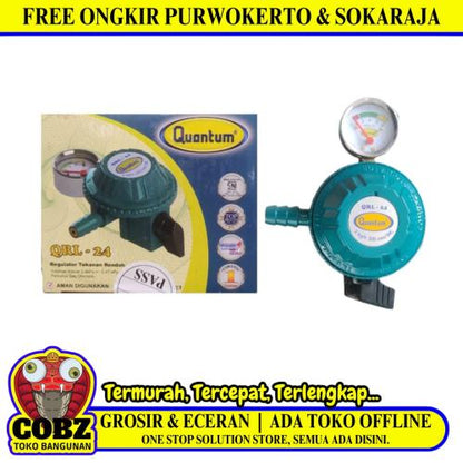 QUANTUM QRL - 24 Regulator Kepala Tabung Gas LPG Tekanan Rendah + Meteran
