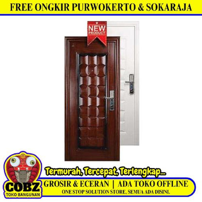 5 CM x 90 CM x 210 CM / FORTRESS FORT 90.16 SINGLE DOOR Pintu Kamar Mandi Baja Coklat Set