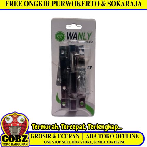 3 IN / WANLY Grendel Kunci Slot Pintu Jendela Stainless