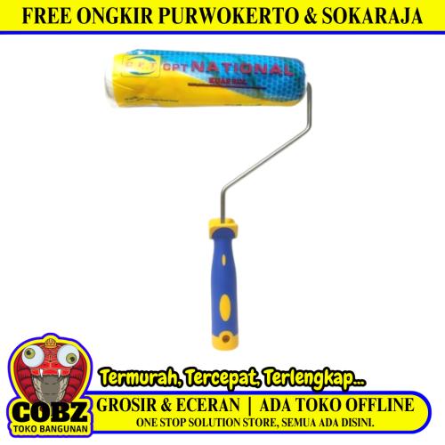 9 IN / CPT NATIONAL Kuas Busa Cat Tembok Kayu Besi Besar + Gagang Set