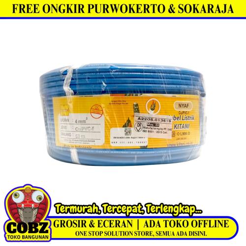 1 INTI x 4 MM x 50 M / KITANI NYA F Serabut Kabel Tembaga SNI Biru Roll