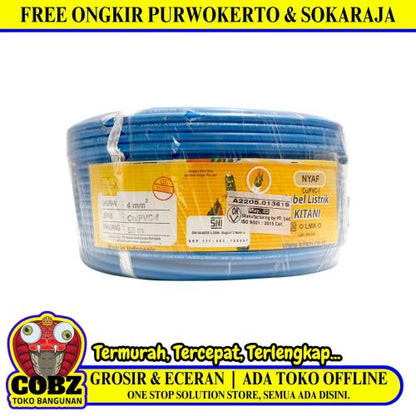 1 INTI x 4 MM x 50 M / KITANI NYA F Serabut Kabel Tembaga SNI Biru Roll