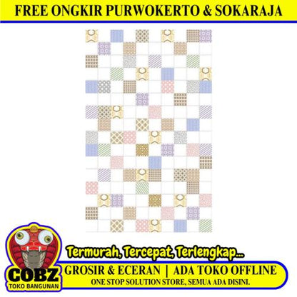 25 CM x 40 CM / UNO ONYX Keramik Dinding Kamar Mandi Glossy White Dus