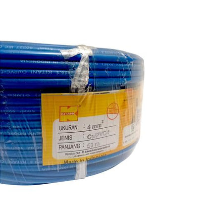 1 INTI x 4 MM x 50 M / KITANI NYA F Serabut Kabel Tembaga SNI Biru Roll