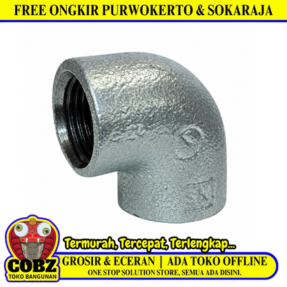 4 IN / G Knee Drat Dalam Keni L Faucet Elbow Fitting Pipa Besi