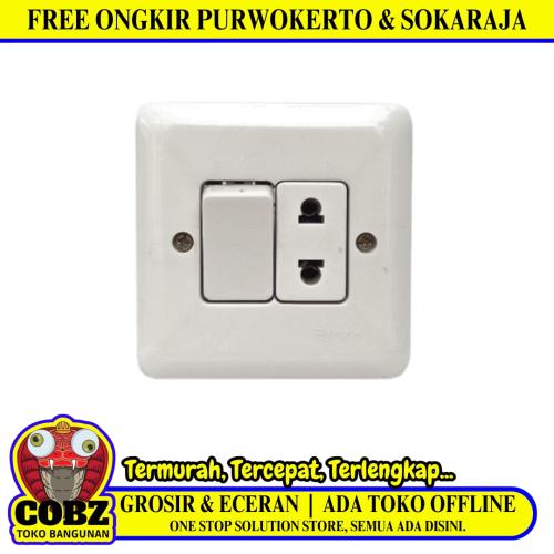 1 LUBANG / BROCO Stop Kontak + Saklar Single Tanam IB Inbow Cream