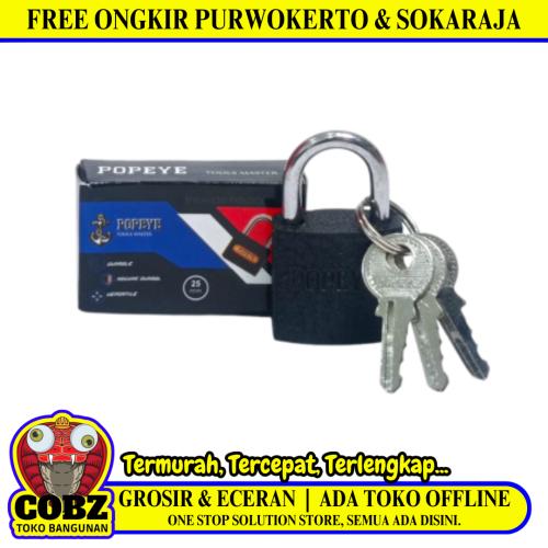 25 MM / POPEYE Gembok Pintu Pagar Padlock Anti Maling Leher Pendek