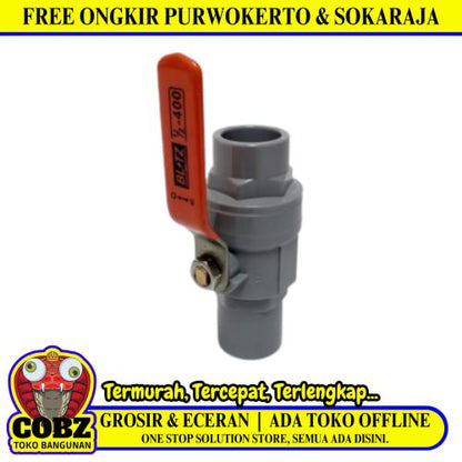 1/2 IN / BLITZ Stop Keran Polos Ball Valve Engkol Plastik PVC