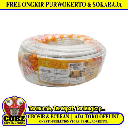 2 INTI x 1.5 MM x 50 M / KITANI NYM Tunggal Kabel Tembaga SNI Putih Roll