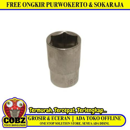 6 PT x 1/2 IN x 18 MM / TM Mata Kunci Sok Shock Socket Chrome