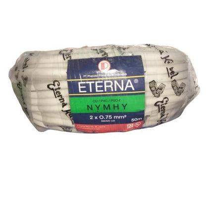2 INTI x 0.75 MM x 50 M / ETERNA NYMHY Serabut Kabel Tembaga SNI Putih Roll