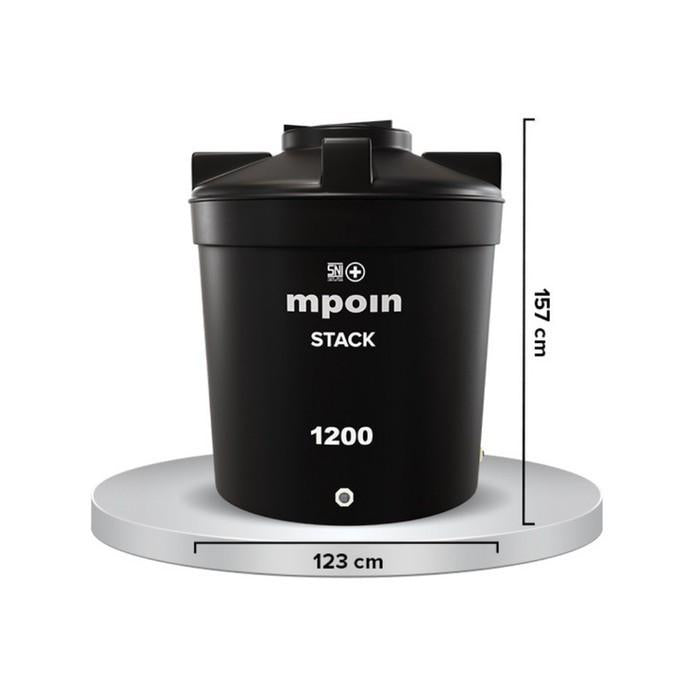 1200 L / MPOIN + STACK S1200 Water Torrent Tangki Tandon Air PVC Silver Stone + Acc Set