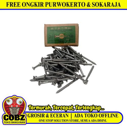 2 1/2 IN / CHW Sekrup Baut Kayu Kepala Rata Minus Wood Screw Dus