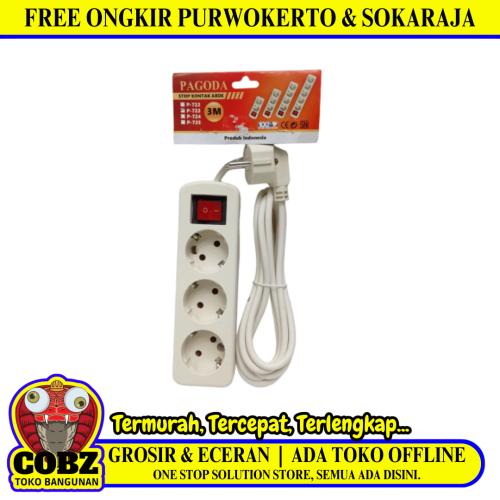 3 LUBANG x 300 CM / PAGODA Stop Kontak Colokan Terminal Kabel 3 M