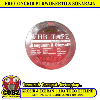 24 MM / 3M VHB Isolasi Bolak Balik Busa Double Foam Tape Abu Abu