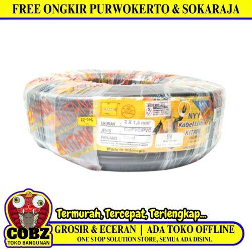 2 INTI x 1.5 MM x 50 M / KITANI NYY Tunggal Kabel Tembaga SNI Hitam Roll