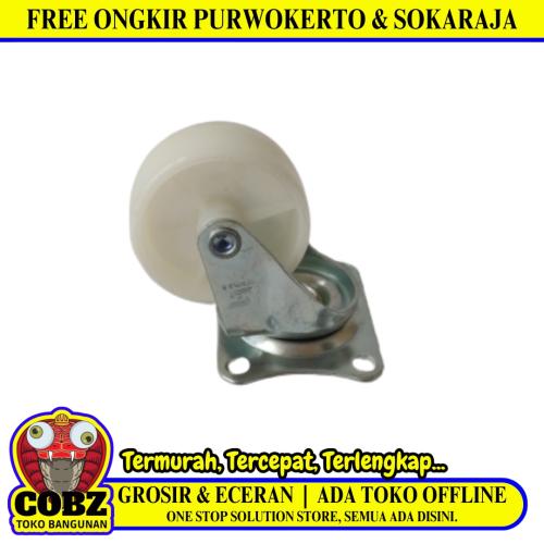 2 IN / TM Roda Hidup Trolly Non Rem Plat Nylon Putih