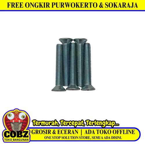 M 5 x 25 MM / TM Baut JF Kepala Rata Plus Putih Biji